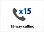 Works just like 3-way calling, for a quick conference, connect up to 15 attendees at the same time, on a single call.