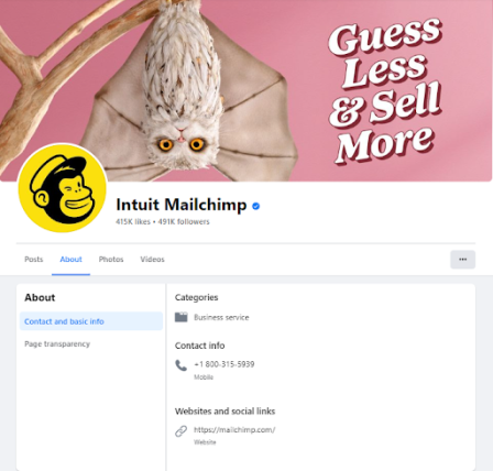 Mailchimp's follower count Facebook