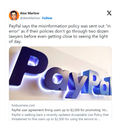 PayPal's external response strategy following the boycott trend on its policy update