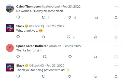 Screenshot showing how Slack monitored sentiment on social media after a massive outage