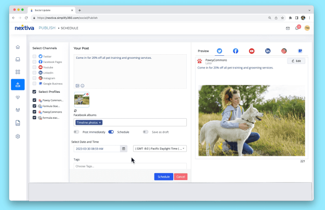 Social media scheduling software by Nextiva.