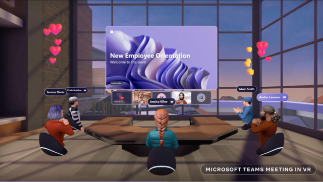 Metaverse example of a virtual team meeting from Microsoft - Meta