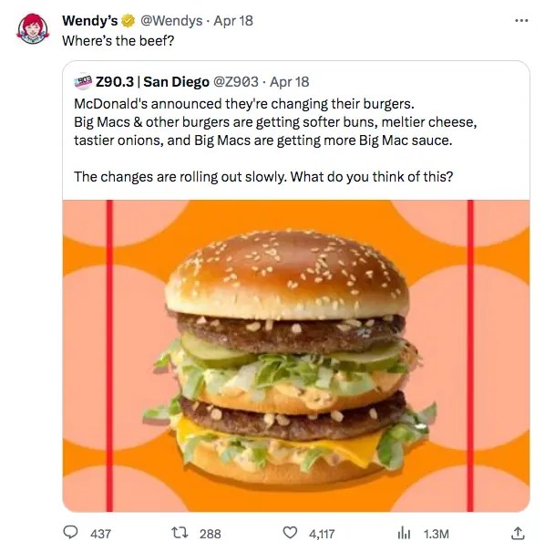 Wendys on Twitter: Where's the Beef?