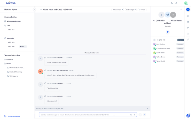 Nextiva group text messaging