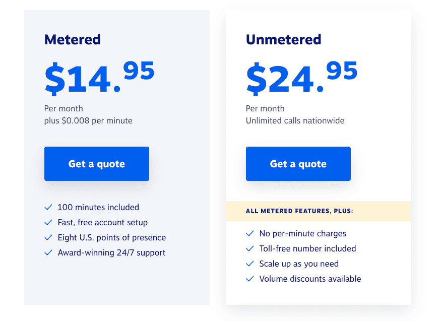 SIP trunks are usually sold in either a metered or unmetered (unlimited) calling plan.