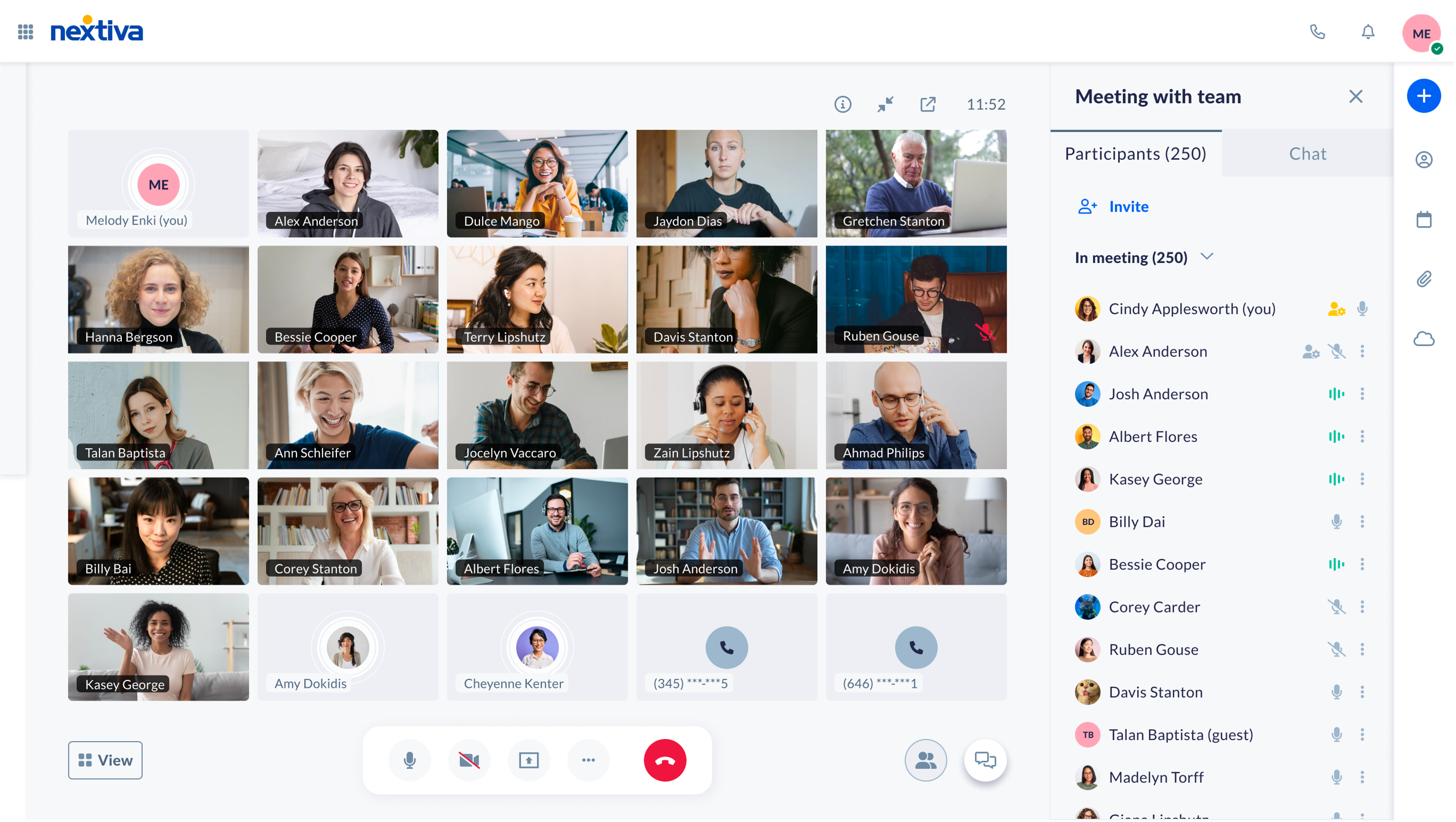 Snapshot of Nextiva's virtual meeting platform, NextivaONE