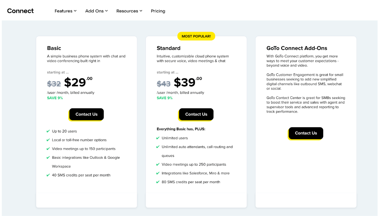 GoTo Connect Pricing Plans