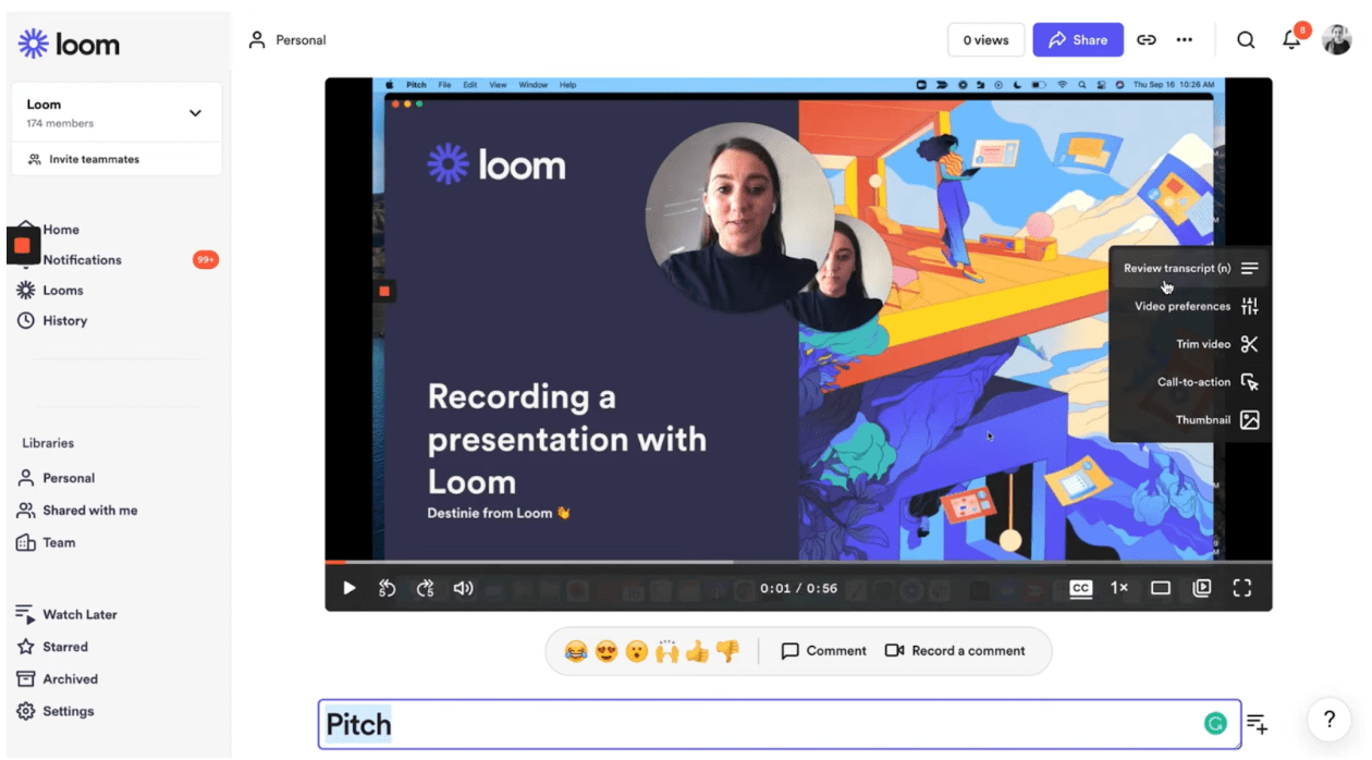 Loom video recording for business