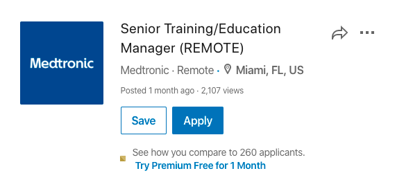Example of a LinkedIn job posting (Via recruitics)