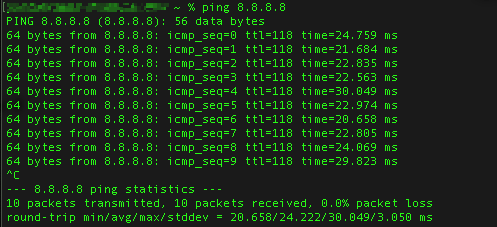 Packet loss ping test