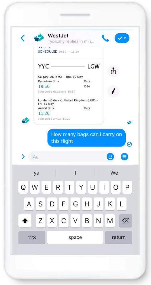Screenshot of a smartphone showing that social media has become one of the first channels that customers contact to get help. 