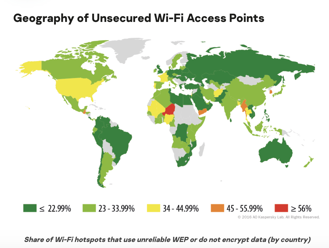 Map showing the geography of unsecured wi-fi access points