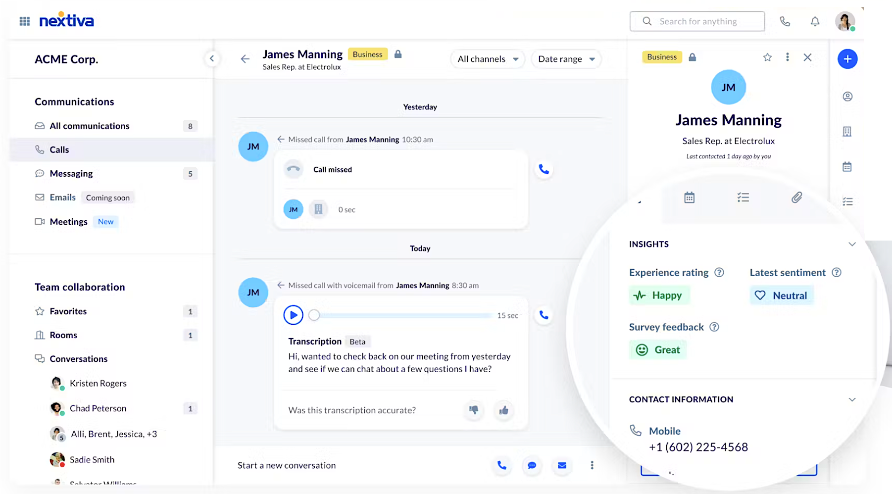 Nextiva Customer Journey and Sentiment