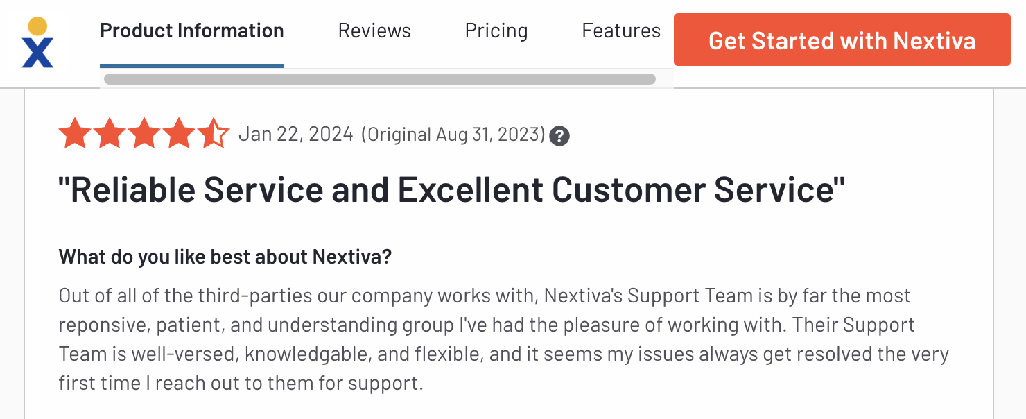 Nextiva Review on G2