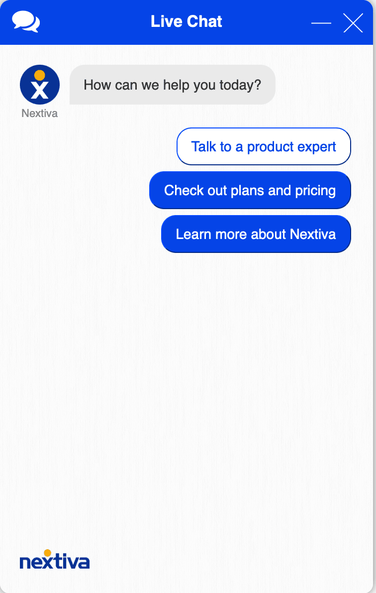 Nextiva's live chat agent
