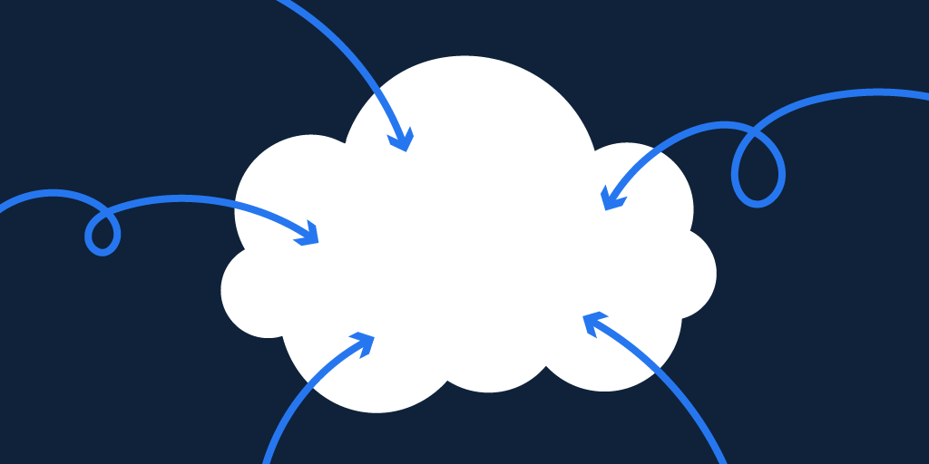Illustration of several arrows going into a cloud