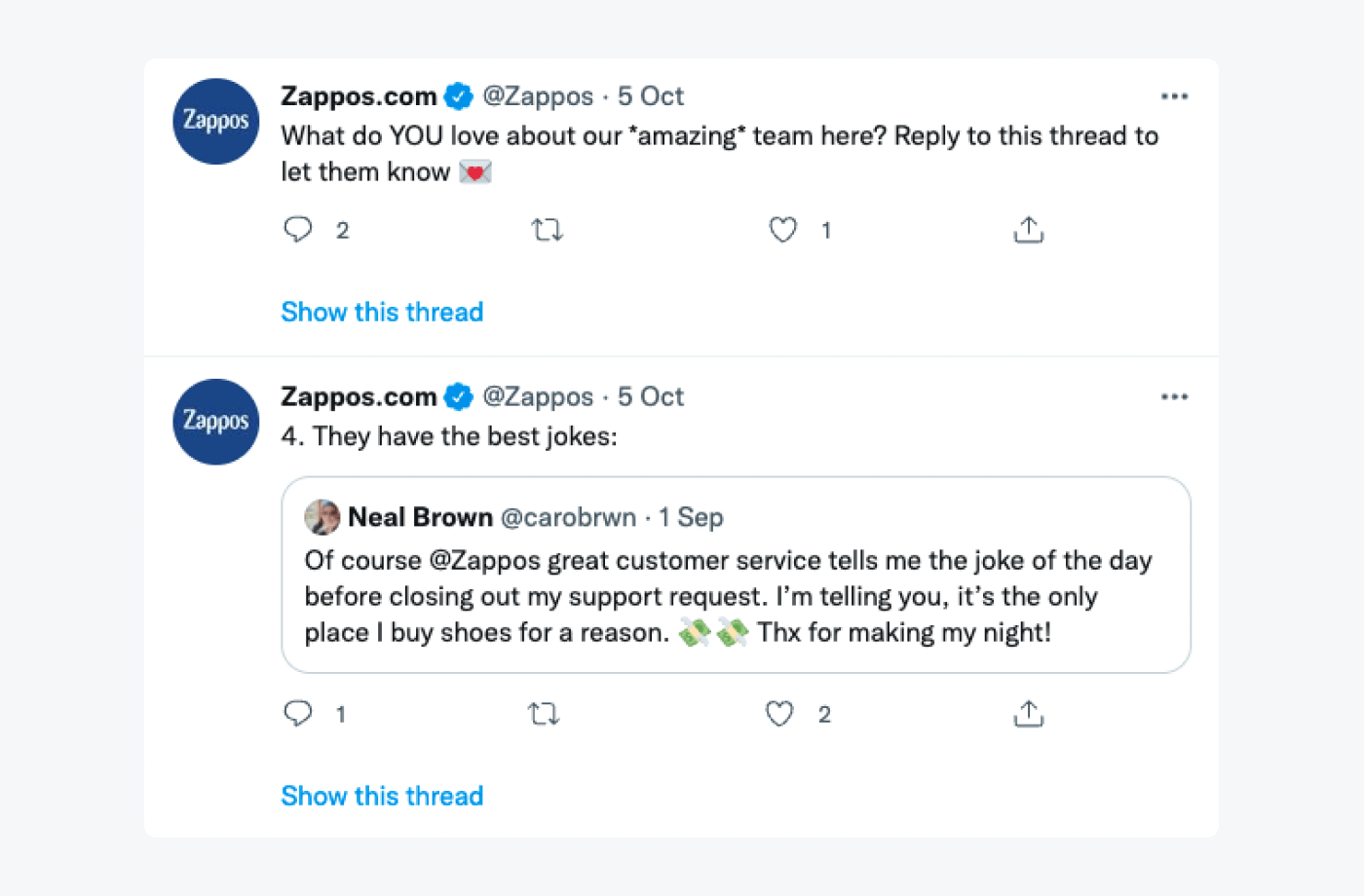 Zappos customer service example