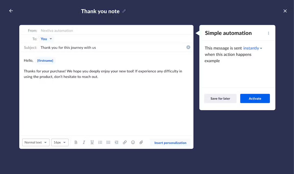 Simple automation - personalized email