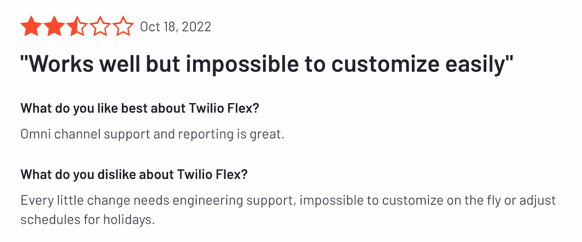 Twilio Flex customer review