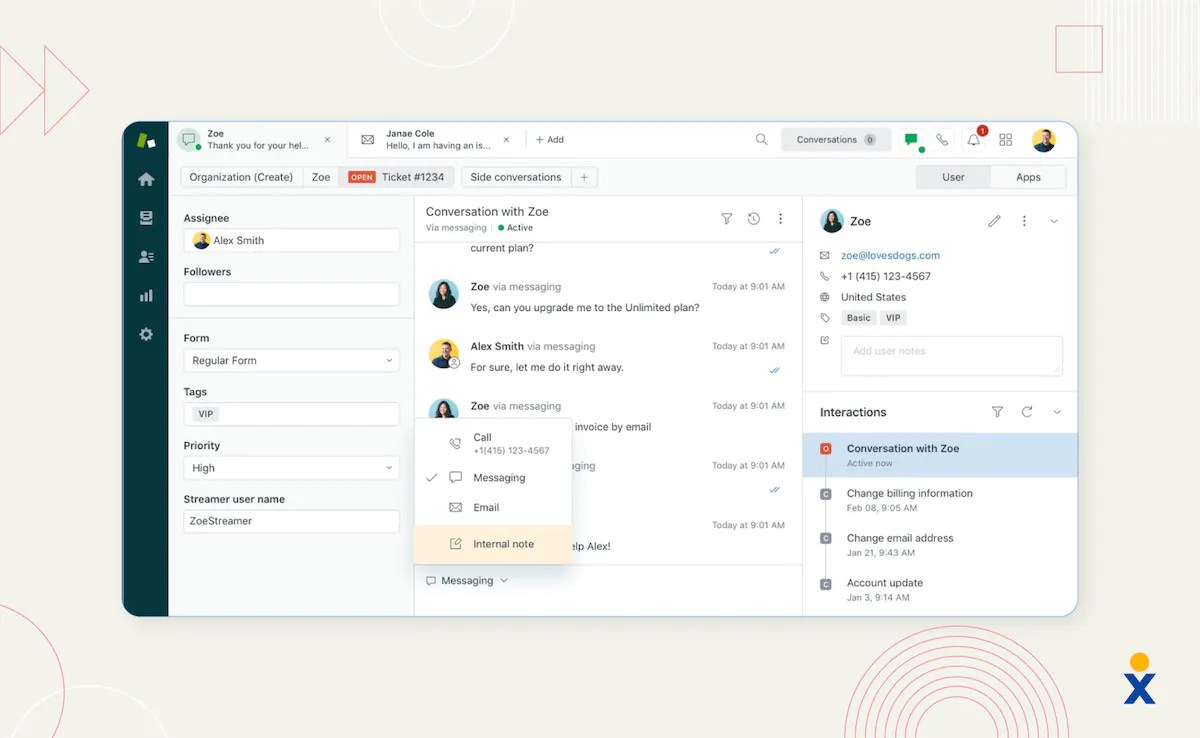 A screenshot of the Zendesk platform.