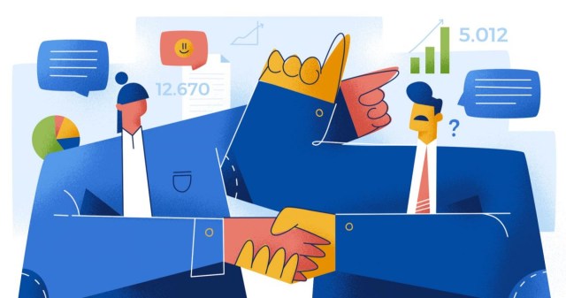 Business Communication Styles: Man and woman shaking hands