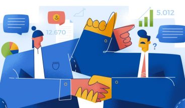 Business Communication Styles: Man and woman shaking hands
