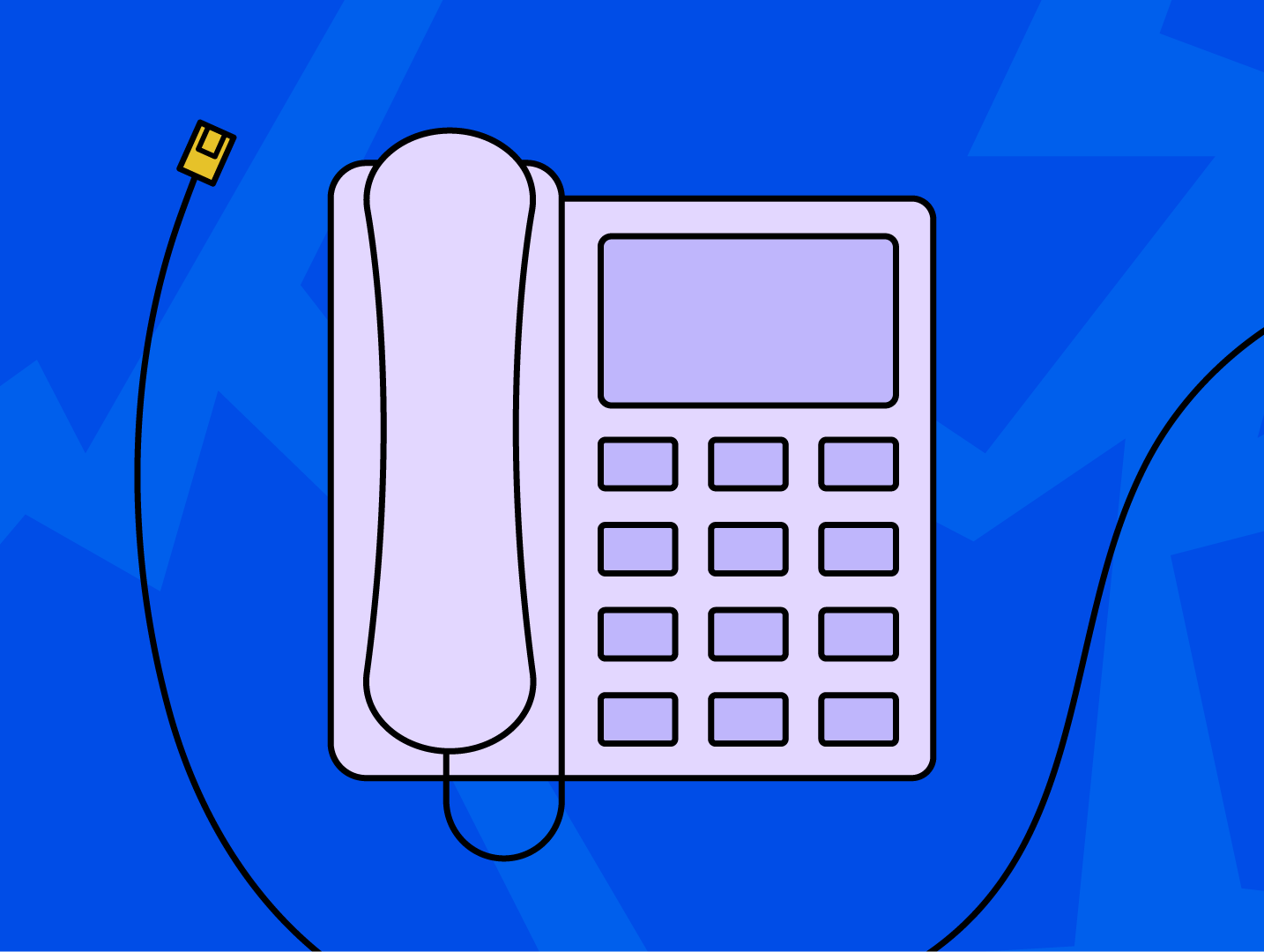 Illustration of a business phone and ethernet cable