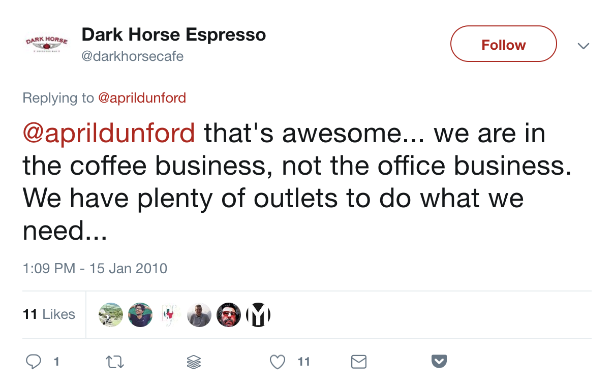 Customer Service Tips: Dark Horse Espresso Tweet