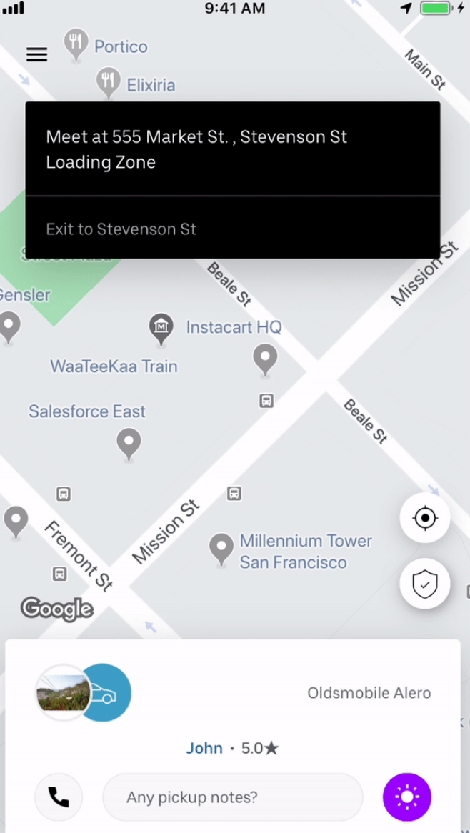 Screenshot of Uber's VoIP feature