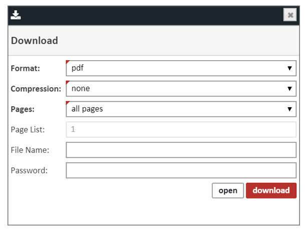 Screenshot of the vFax download options