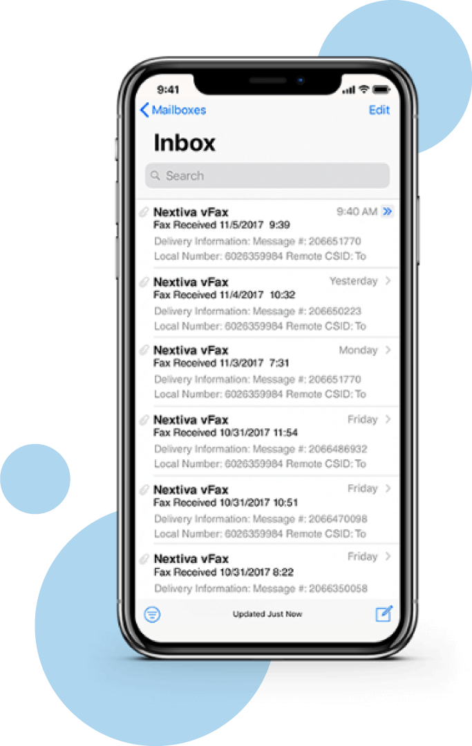 screenshot of email inbox on a mobile app