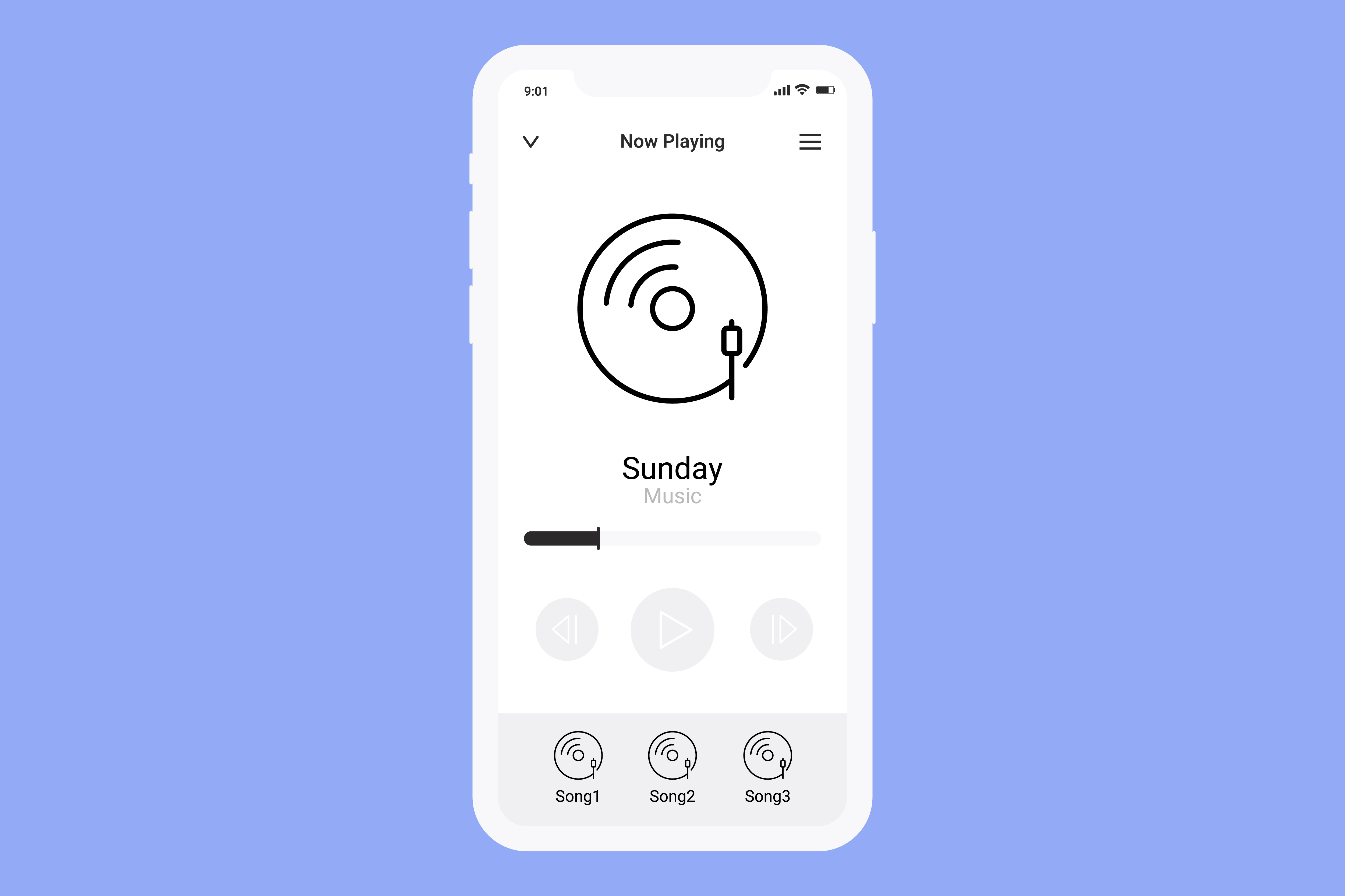 Illustration showing a playlist on a phone