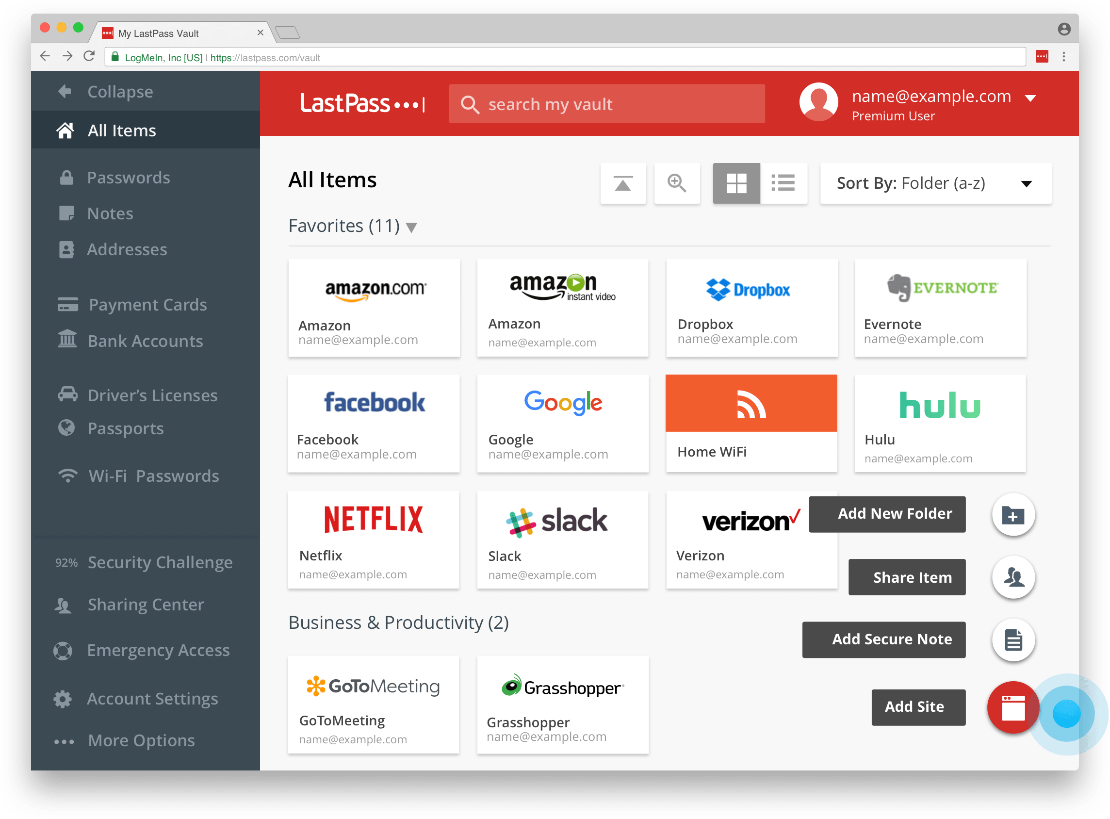 VoIP Troubleshooting: LastPass Dashboard Screenshot