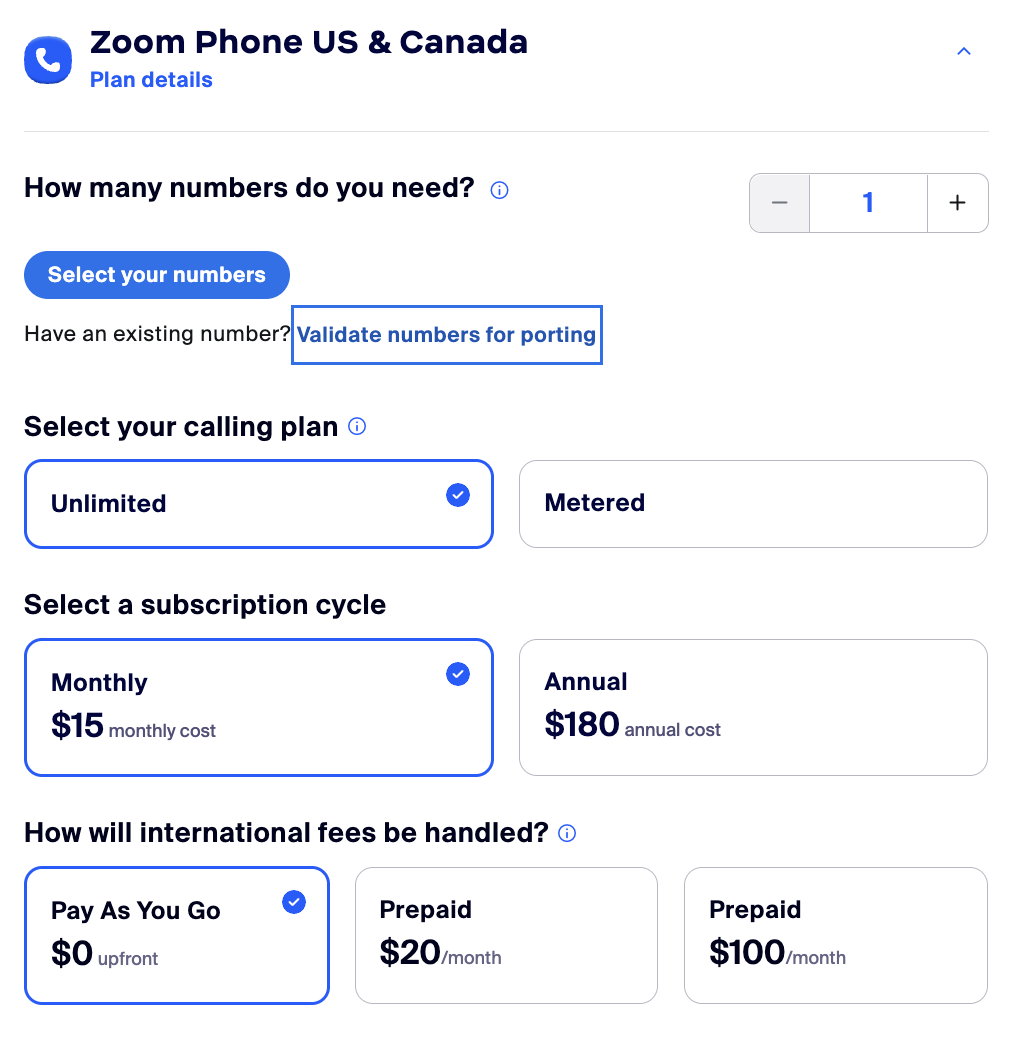 Zoom Phone US & Canada Unlimited Plan