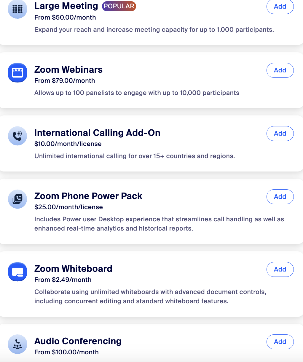 Zoom Phone add-ons