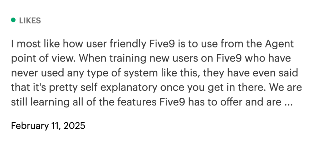 Gartner feedback Five9