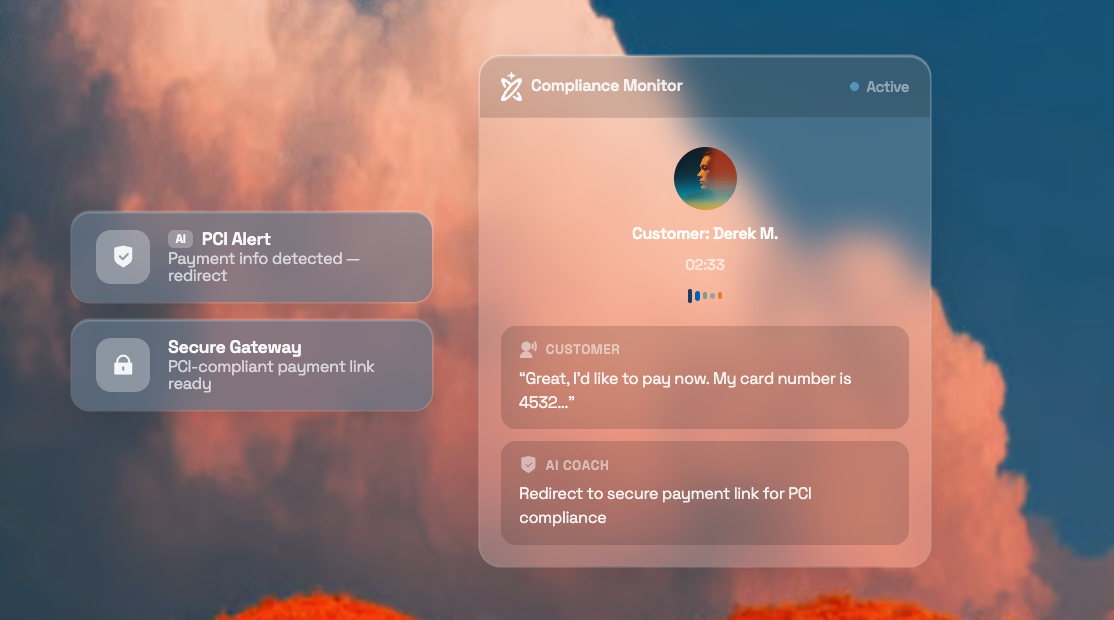 Nextiva XBert AI - compliance monitor with PCI alerts and secure gateway