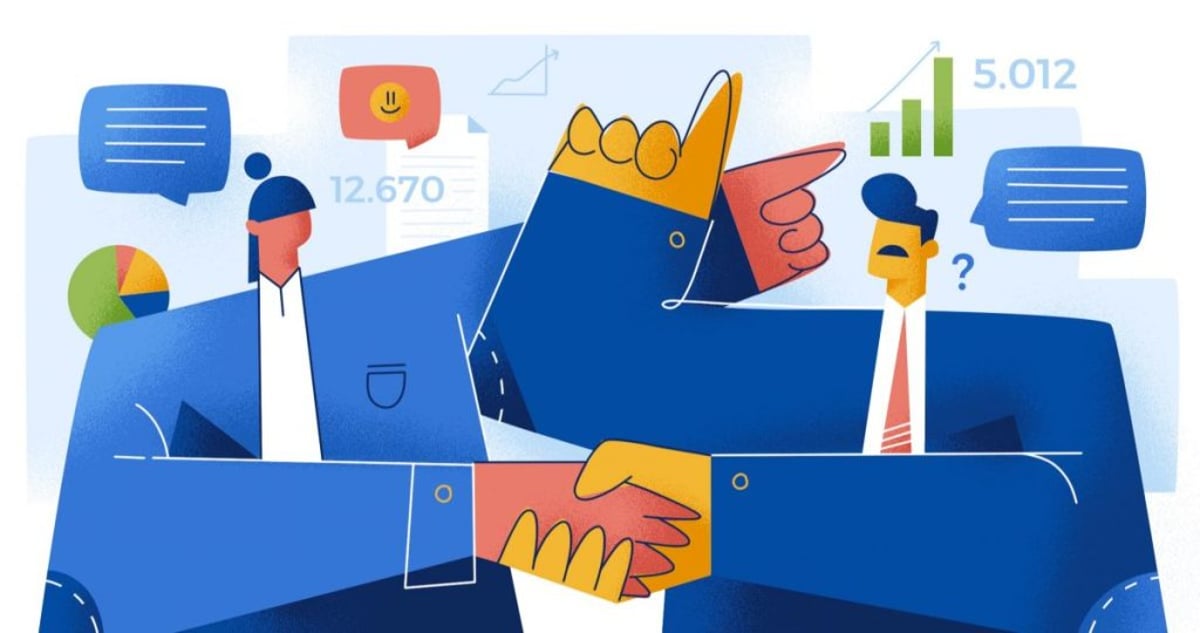 Business Communication Styles: Man and woman shaking hands