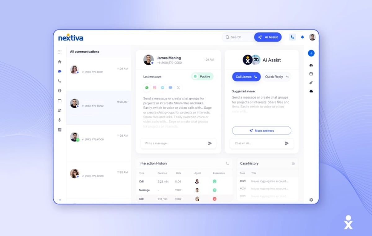 Screenshot of Nextiva’s interface.