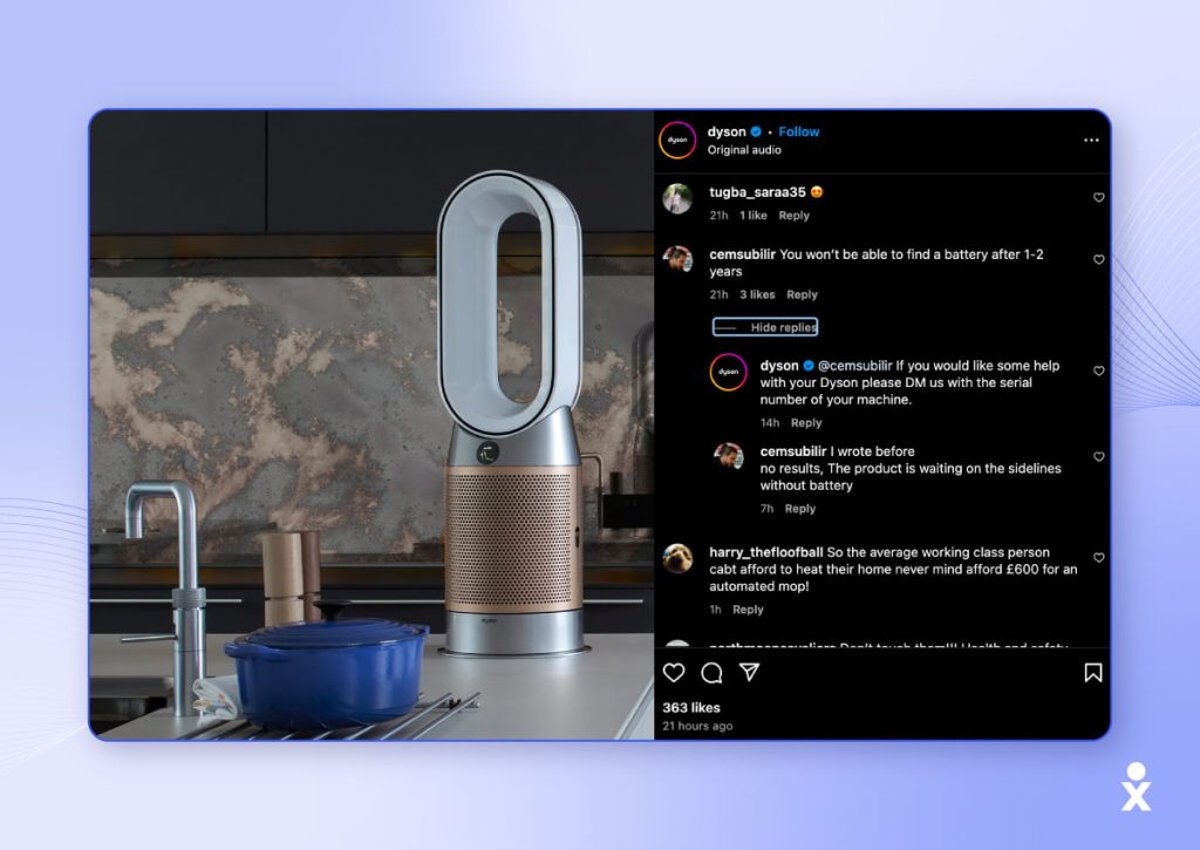 Dyson engages with its Instagram followers to create better customer experiences.