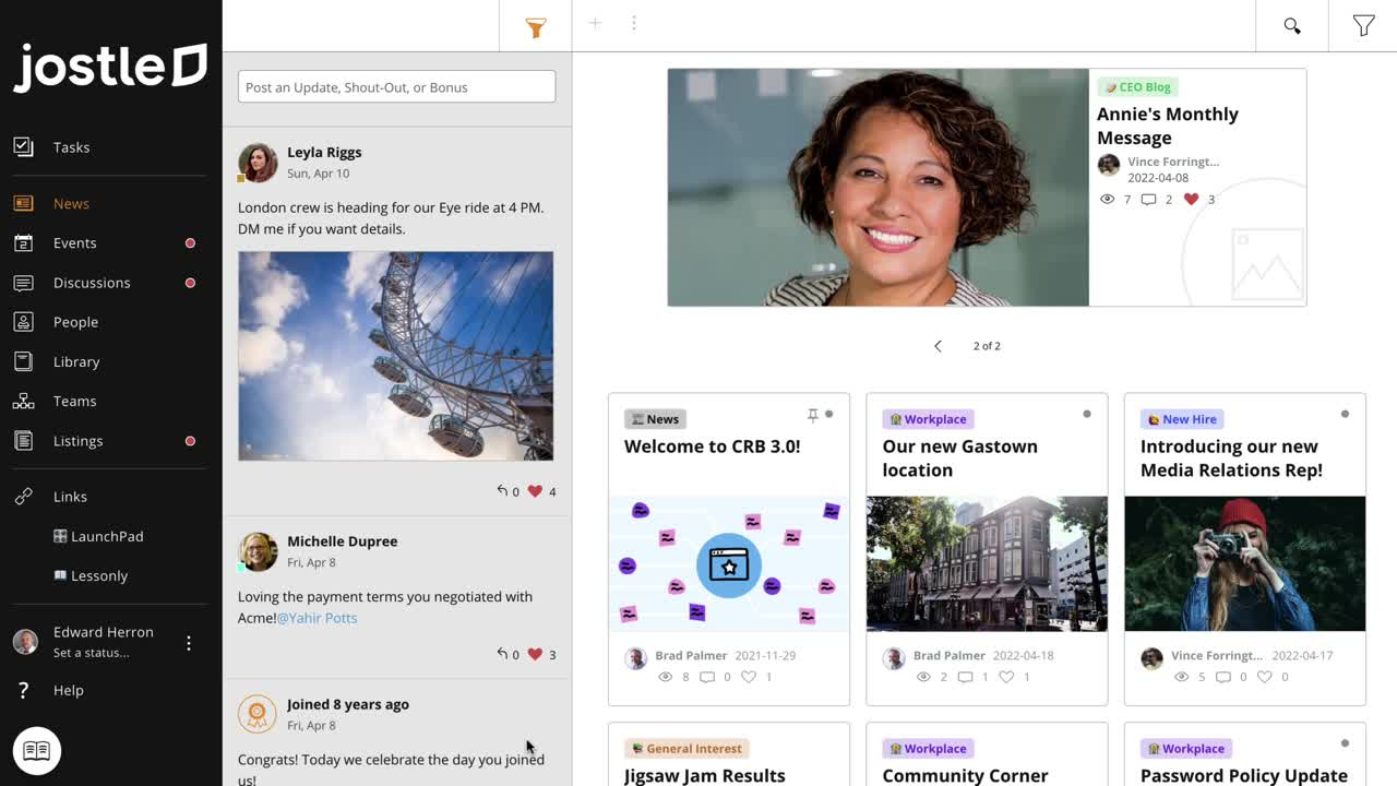 Jostle - corporate communication tools