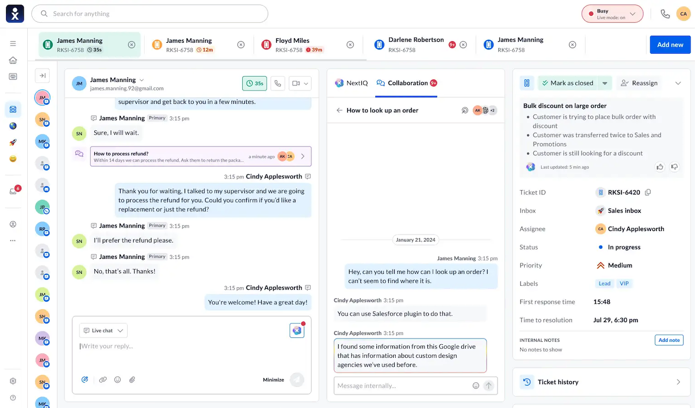 Unified contact center software platform screenshot from Nextiva.