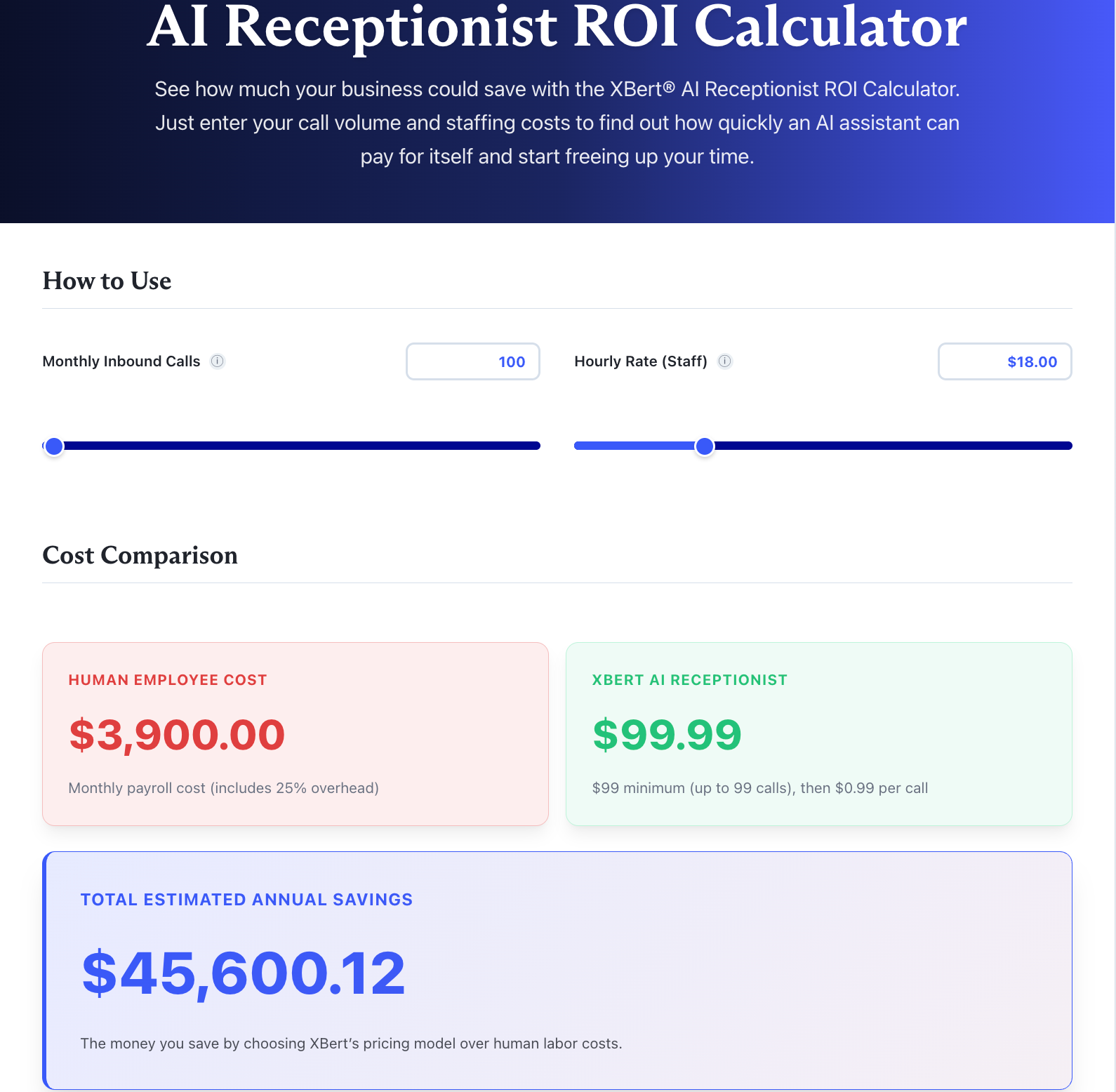 AI Receptionist ROI Calculator