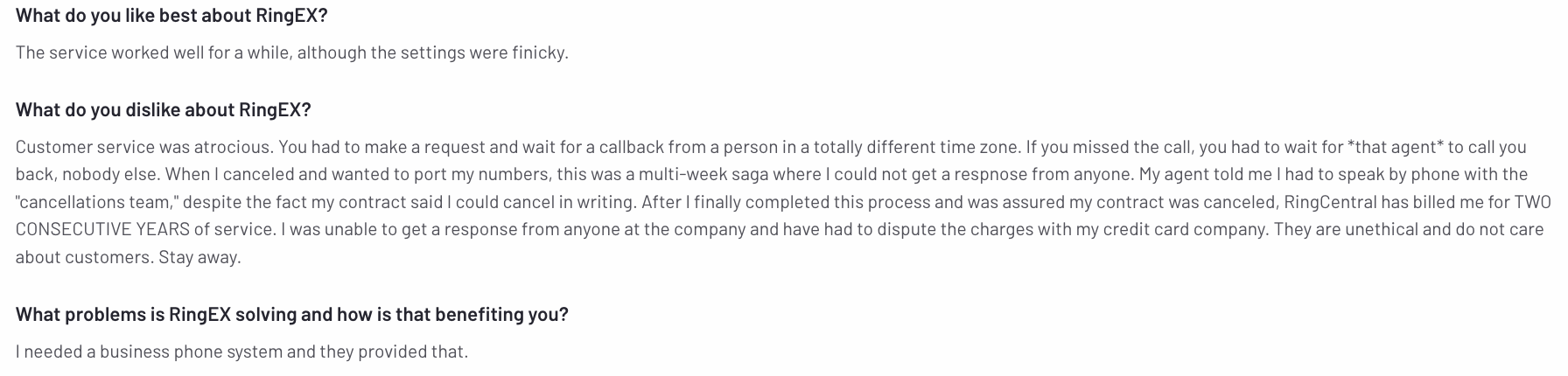 RingCentral review G2