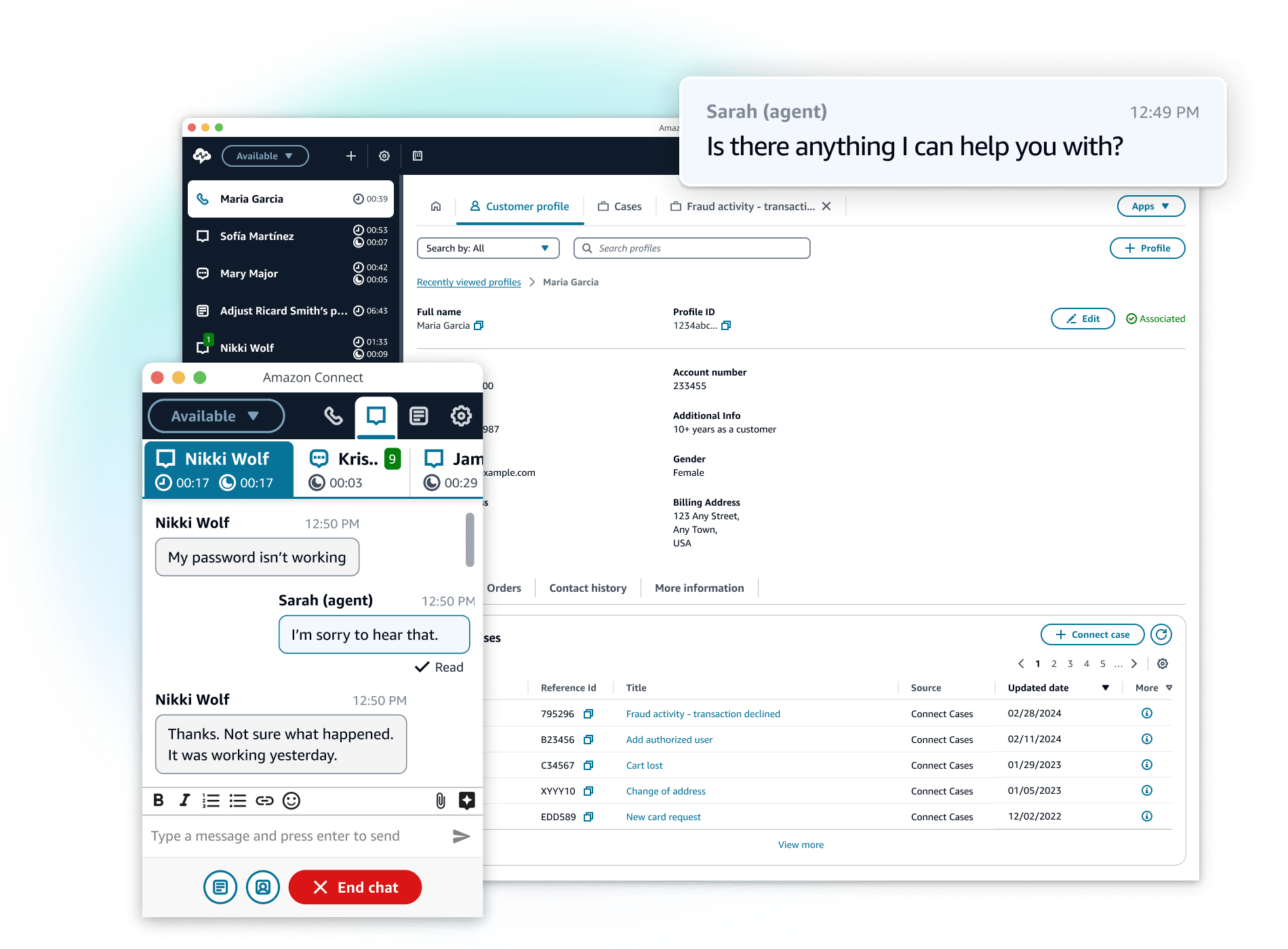 Amazon Connect interface