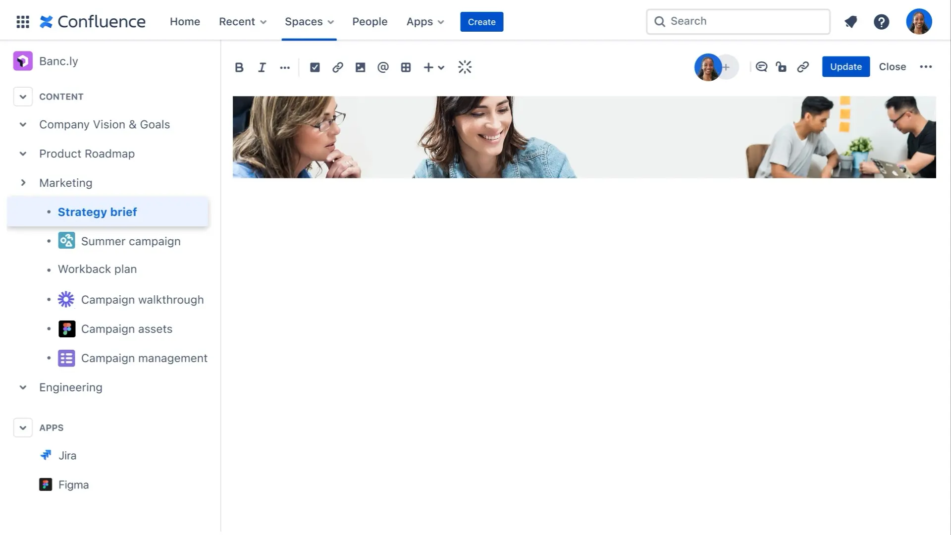 Confluence collaborative workspace by Atlassian - corporate communication tools