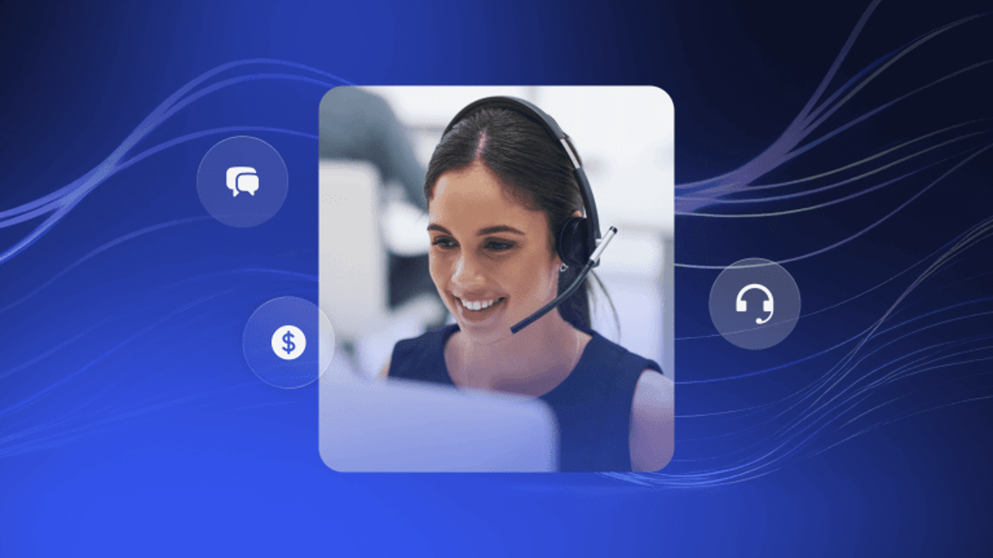 A smiling agent answers a call showing the impact of a human touch on answering service costs.