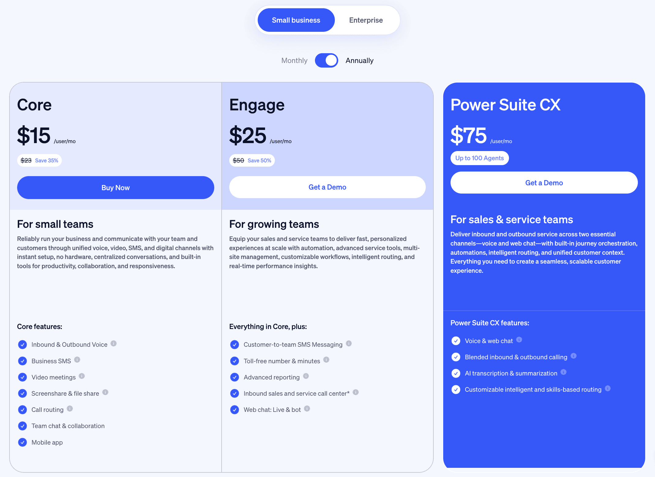 Nextiva small business pricing plans 2025