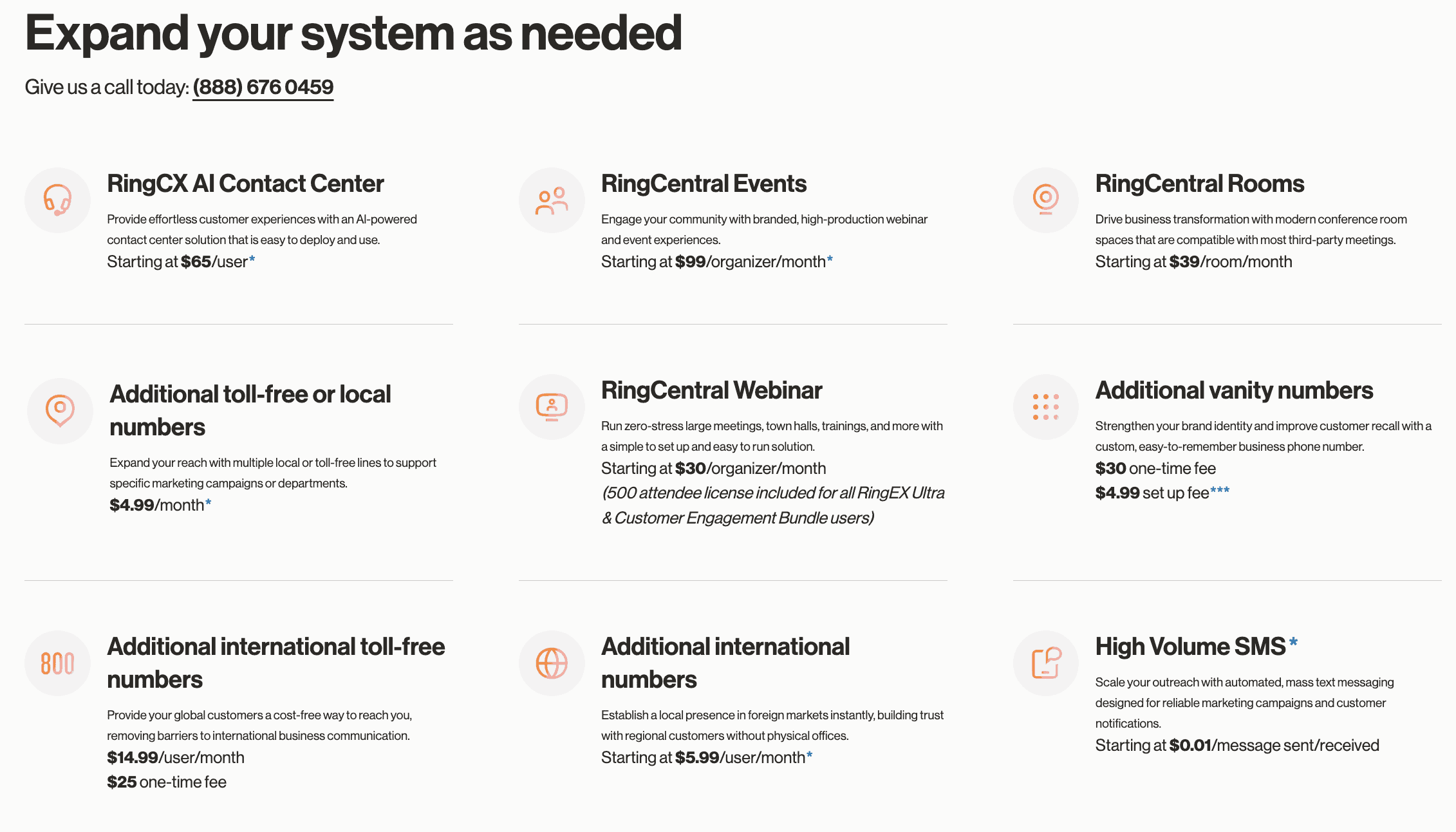 RingCentral Add-On Services Pricing
