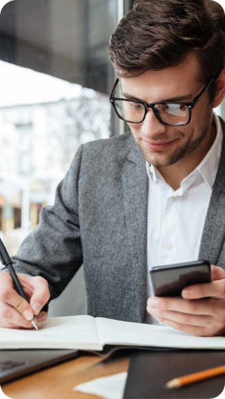 Man taking notes